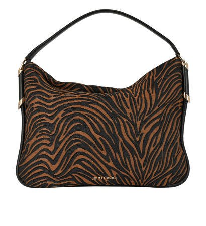 Animal Print Shoulder Bag, &pound;320, Handbags, Black/Brown, Canvas, Front view